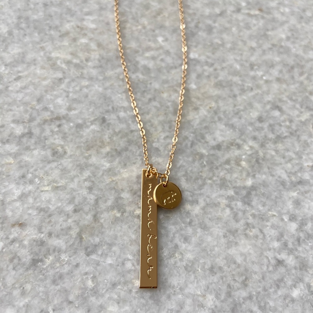 Mama bear bar and disk necklace
